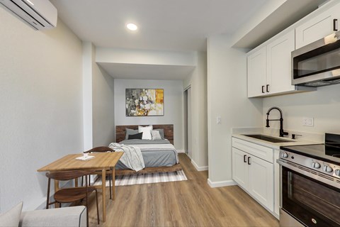Floor plan for studio, 1 bath, 275 sqft